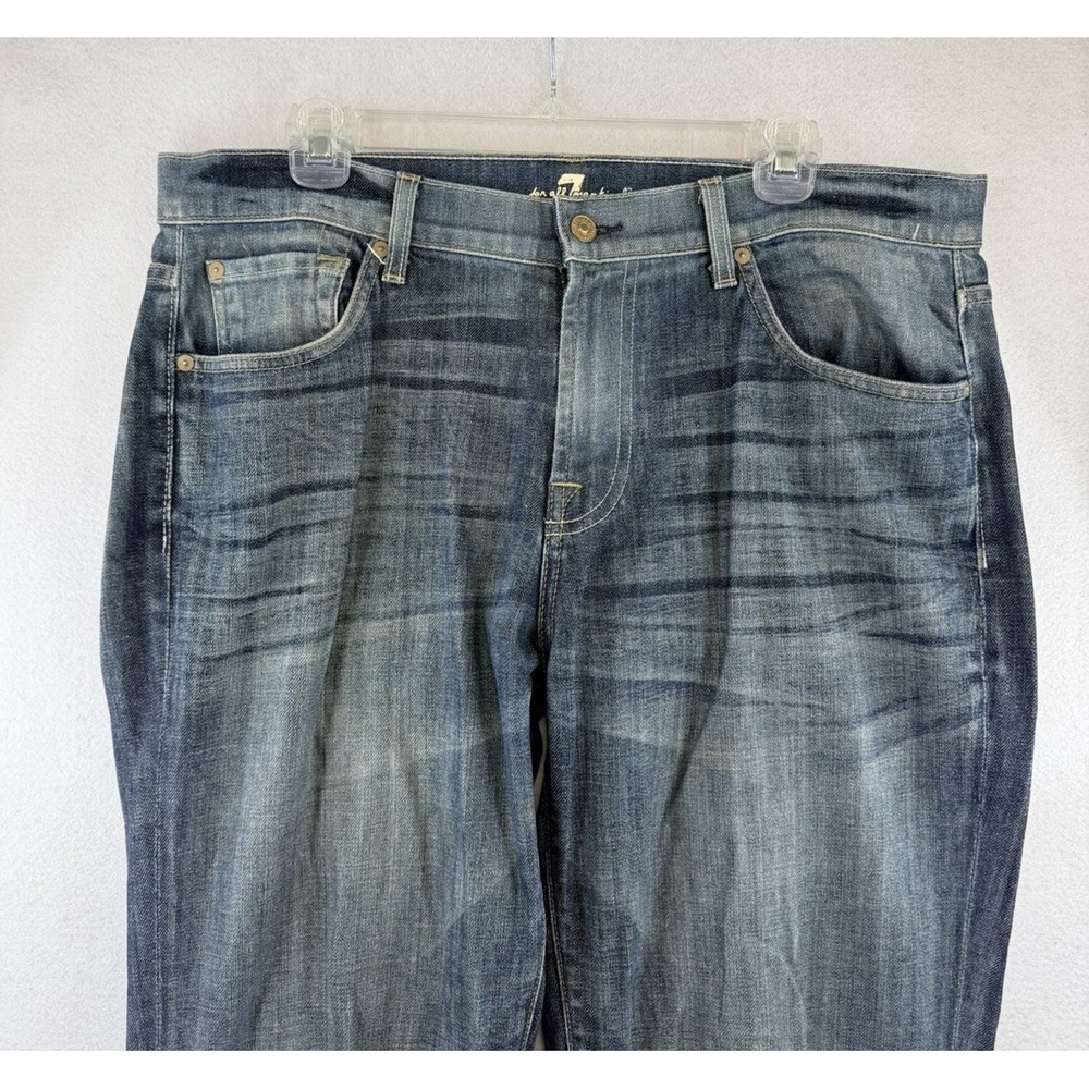 7 For All Mankind Austyn Jeans Mens 36x33 Blue Relaxed Straight Denim USA Casual
